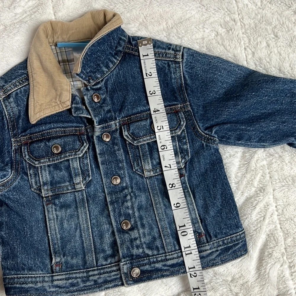Gymboree Trucker Blue Jean Denim With Tan Corduroy Collar Jacket- Size 6-12 mos.
